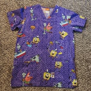 Vintage 2002 Spongebob SquarePants Scrub Womens Top Size Small S Nickelodeon